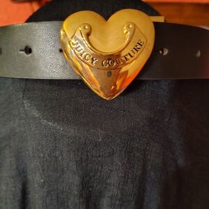 Juicy Couture Black Belt with Gold Heart Buckle